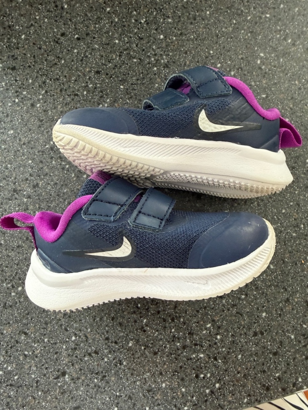 Nike Toddler Girl Navy and Pink Velcro Athletic Sneakers